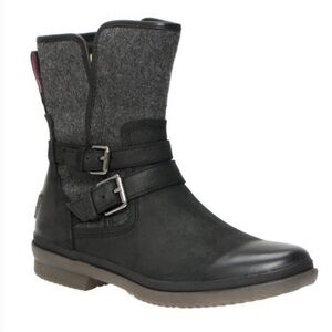 Ugg Simmens Black & Gray Wool Buckle Boots Womens 6.5 EUC